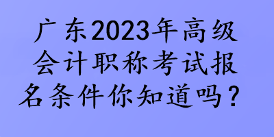 廣東2023年高級會計職稱考試報名條件你知道嗎？