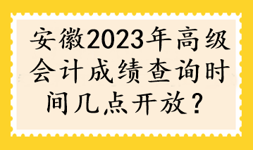 安徽2023年高級(jí)會(huì)計(jì)成績(jī)查詢時(shí)間幾點(diǎn)開(kāi)放？