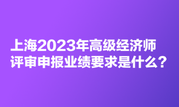 上海2023年高級經(jīng)濟師評審申報業(yè)績要求是什么？