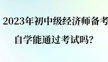 2023年初中級(jí)經(jīng)濟(jì)師備考 自學(xué)能通過考試嗎？