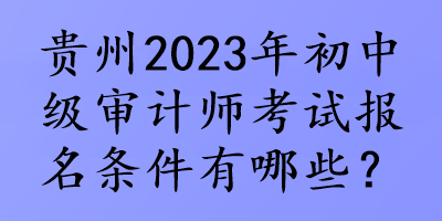 貴州2023年初中級審計師考試報名條件有哪些？