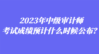 2023年中級審計師考試成績預(yù)計什么時候公布？