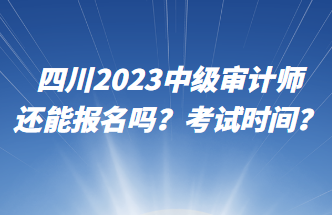 四川2023中級審計師還能報名嗎？考試時間？