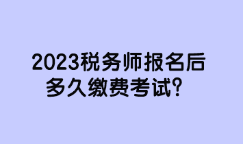 2023稅務(wù)師報(bào)名后多久繳費(fèi)考試？