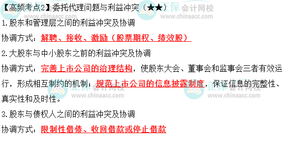 2023年中級《財(cái)務(wù)管理》高頻考點(diǎn)：委托代理問題與利益沖突