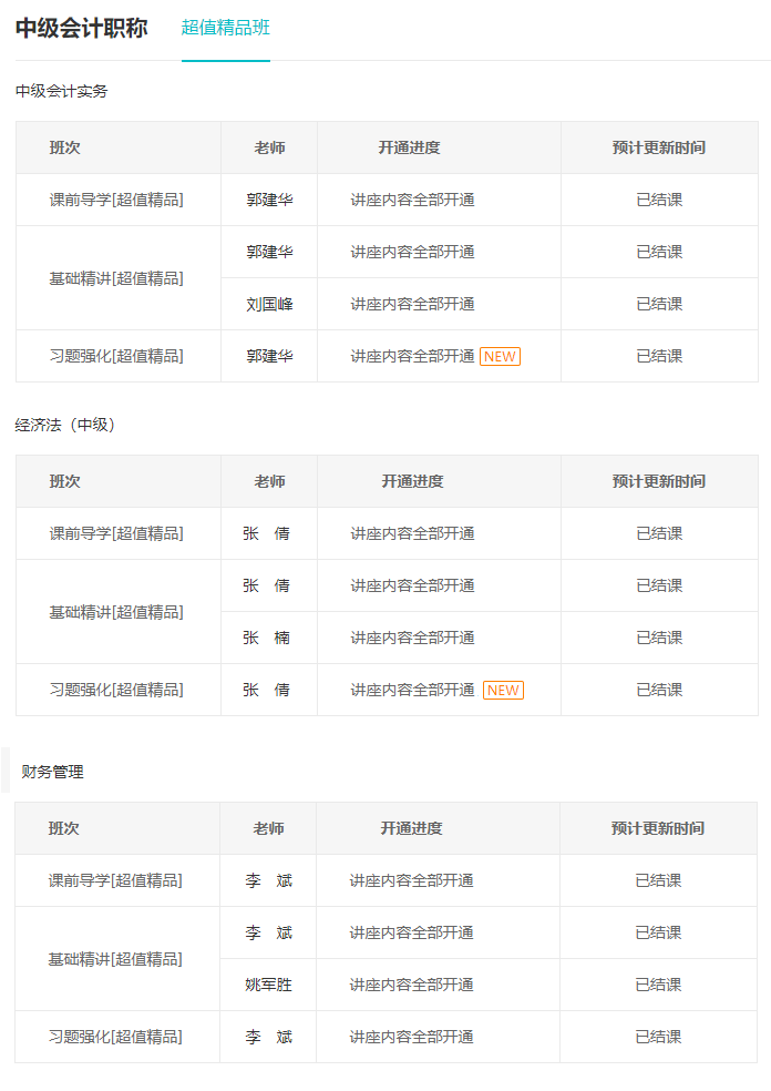 超值精品班-習(xí)題強(qiáng)化課程已經(jīng)全部開(kāi)通