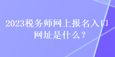 2023稅務(wù)師網(wǎng)上報名入口網(wǎng)址是什么？