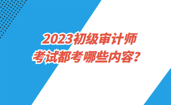 2023初級審計師考試都考哪些內(nèi)容？