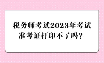 稅務(wù)師考試2023年考試準(zhǔn)考證打印不了嗎？