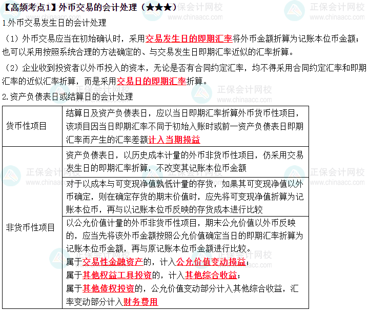 2023中級《中級會計(jì)實(shí)務(wù)》高頻考點(diǎn)：外幣交易的會計(jì)處理（★★★）