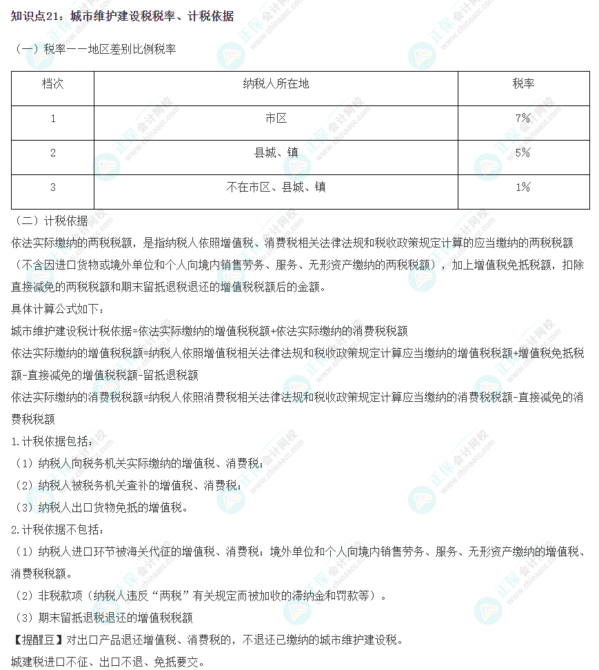 2023注會《稅法》沖刺階段易錯易混知識點(diǎn)（二十一）