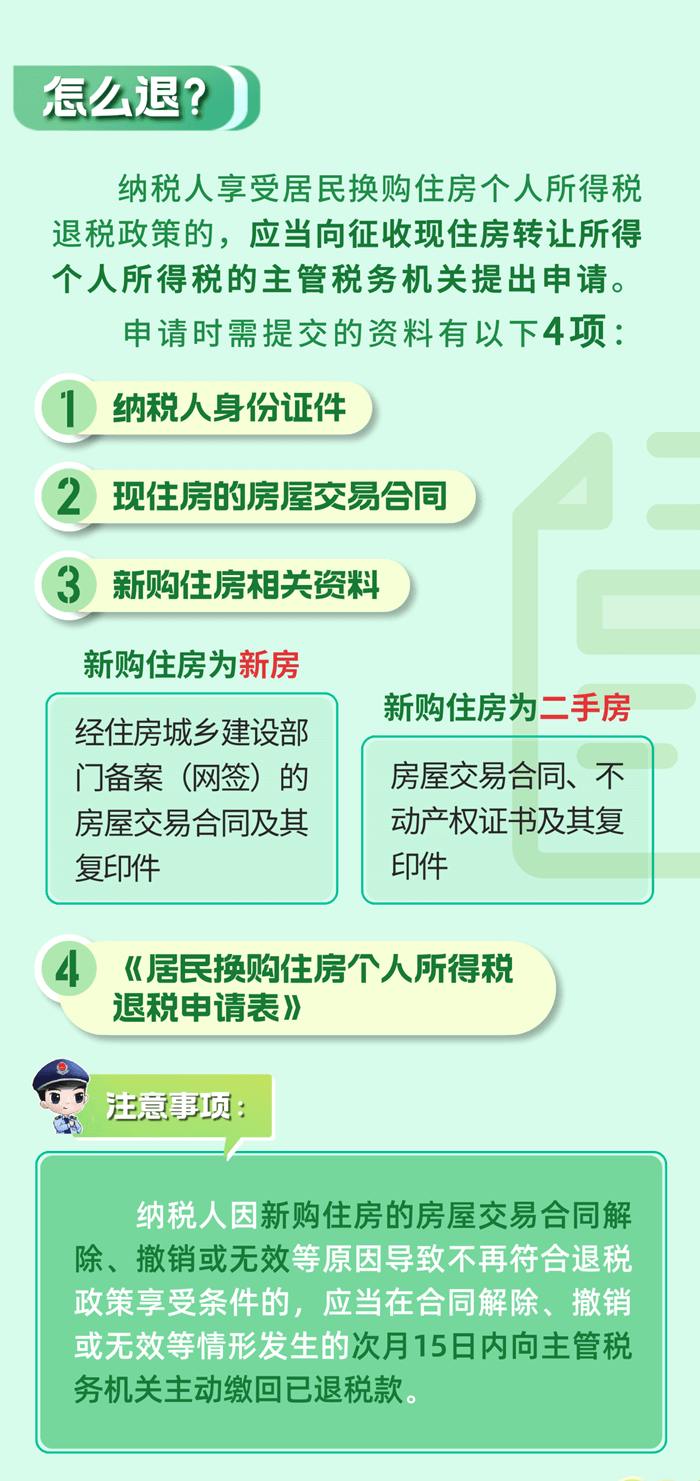 居民換購(gòu)住房，個(gè)人所得稅退稅政策