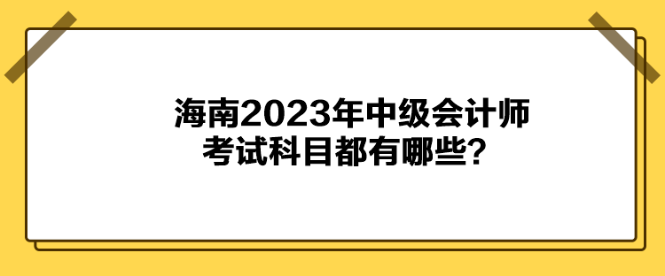 海南2023年中級會計師考試科目都有哪些？