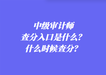 中級審計師查分入口是什么？什么時候查分？