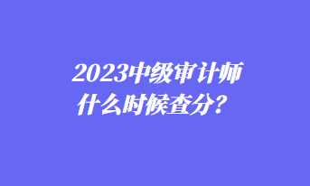 2023中級(jí)審計(jì)師什么時(shí)候查分？