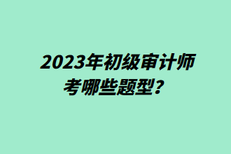 2023年初級審計師考哪些題型？