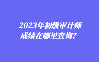 2023年初級審計師成績在哪里查詢？