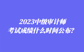 2023中級審計師考試成績什么時間公布？