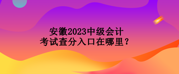 安徽2023中級會計考試查分入口在哪里？