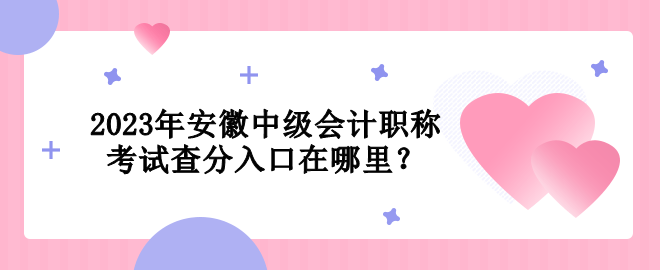 2023年安徽中級會計職稱考試查分入口在哪里？