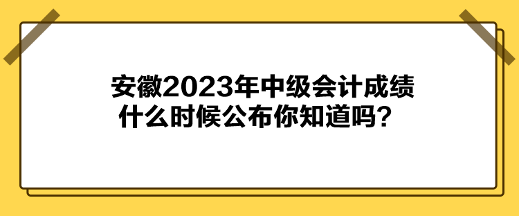 安徽2023年中級(jí)會(huì)計(jì)成績(jī)什么時(shí)候公布你知道嗎？