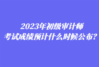 2023年初級審計師考試成績預計什么時候公布？