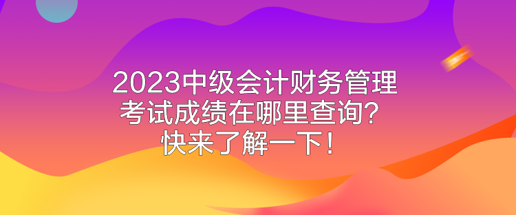 2023中級會計財務(wù)管理考試成績在哪里查詢？快來了解一下！