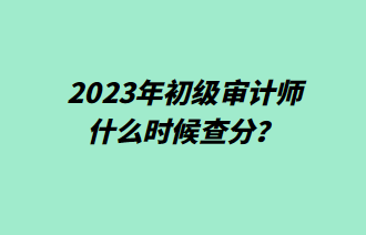 2023年初級審計(jì)師什么時候查分？