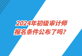 2024年初級審計師報名條件公布了嗎？