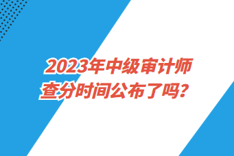 2023年中級審計師查分時間公布了嗎？