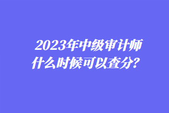 2023年中級審計(jì)師什么時(shí)候可以查分？