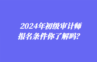 2024年初級(jí)審計(jì)師報(bào)名條件你了解嗎？