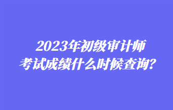 2023年初級審計(jì)師考試成績什么時(shí)候查詢？1