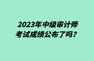 2023年中級審計師考試成績公布了嗎？