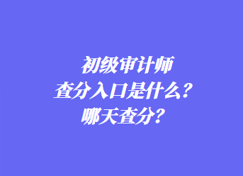 初級審計師查分入口是什么？哪天查分？