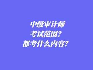 中級(jí)審計(jì)師考試范圍？都考什么內(nèi)容？