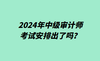 2024年中級(jí)審計(jì)師考試安排出了嗎？