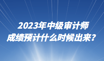 2023年中級審計師成績預計什么時候出來？