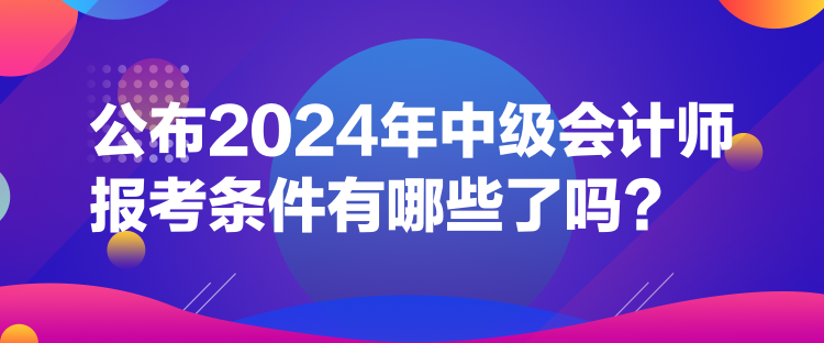 公布2024年中級會計師報考條件有哪些了嗎？