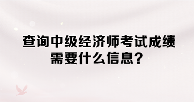 查詢中級經(jīng)濟(jì)師考試成績需要什么信息？