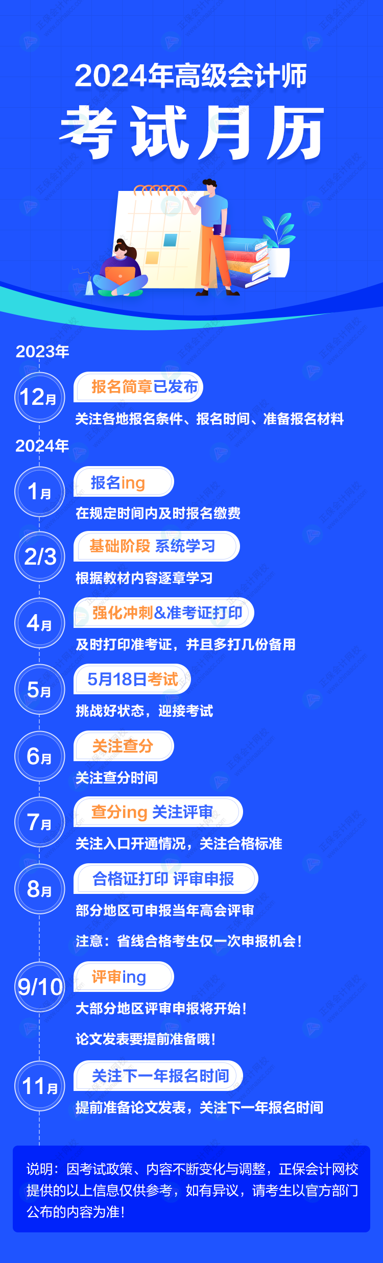 重要節(jié)點(diǎn)一圖知曉！2024年高級(jí)會(huì)計(jì)師考試月歷