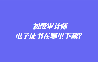 初級(jí)審計(jì)師電子證書在哪里下載？