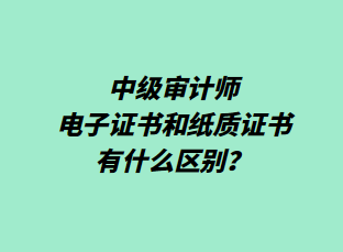 中級審計師電子證書和紙質證書有什么區(qū)別？