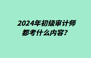 2024年初級審計師都考什么內(nèi)容？