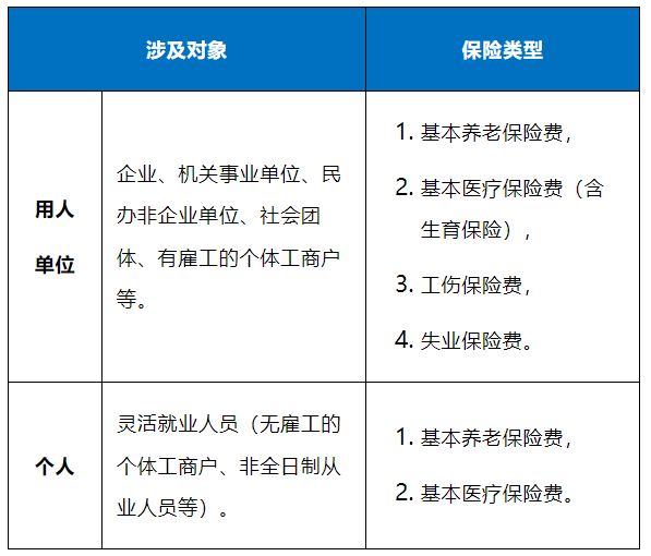 涉及對(duì)象及保險(xiǎn)類型