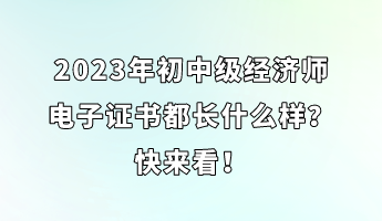 2023年初中級經(jīng)濟(jì)師電子證書都長什么樣？快來看！