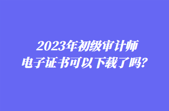 2023年初級審計師電子證書可以下載了嗎？