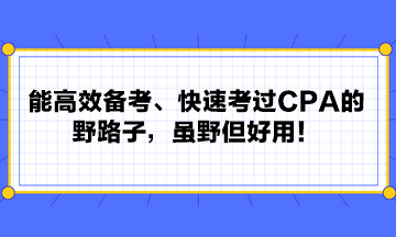 能高效備考、快速考過CPA的野路子，雖野但好用！