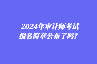 2024年審計師考試報名簡章公布了嗎？