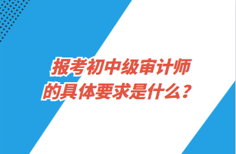 報考初中級審計師的具體要求是什么？